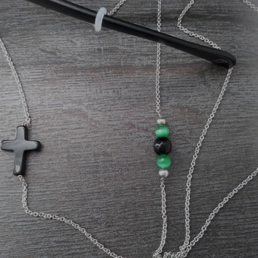 Catenella gioiello per occhiali in argento con pietre - immagine 3