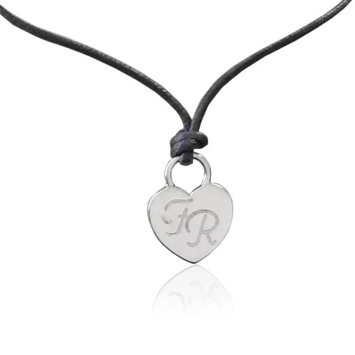 Ciondolo cuore in argento 925 con lettere incise