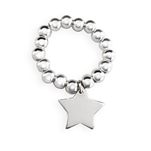 Anello elastico in argento 925 con stellina pendente