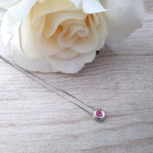 Collana punto luce in oro e tormalina rosa - immagine 3