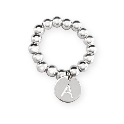 Anello elastico in argento 925 con charm personalizzato