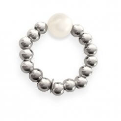 Anello elastico in argento 925 con perla naturale