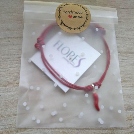 Braccialetto in cotone cerato e cornetto portafortuna in argento 925 - immagine 3