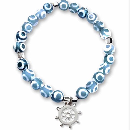 Bracciale uomo con agata tibetana e ciondolo timone