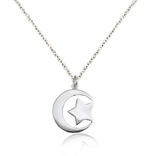 Collana in argento 925 con ciondolo mezzaluna e stella