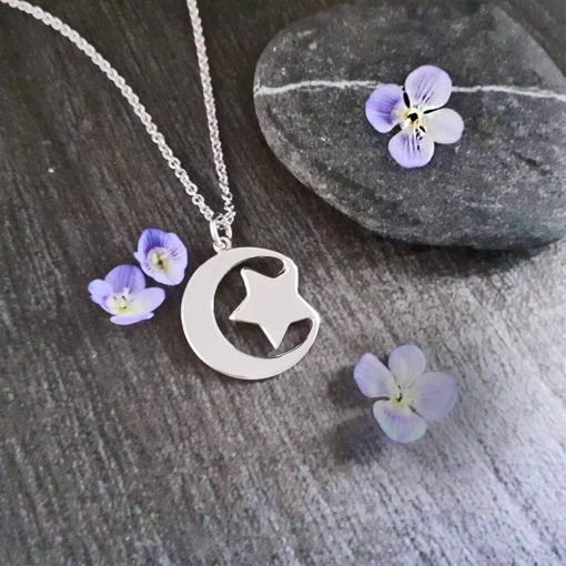 Collana in argento 925 con ciondolo mezzaluna e stella - immagine 2