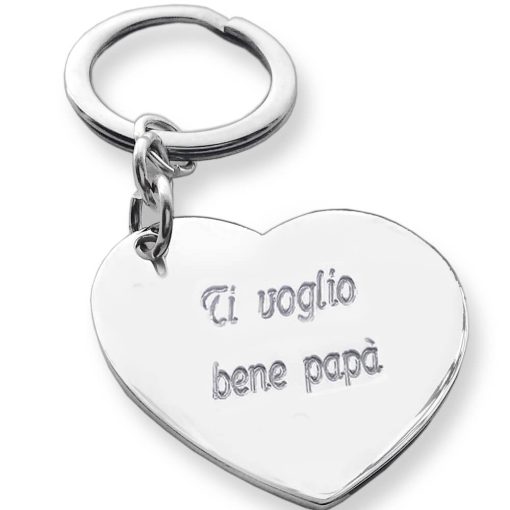 Portachiavi cuore in argento 925. Speciale Festa del Papà