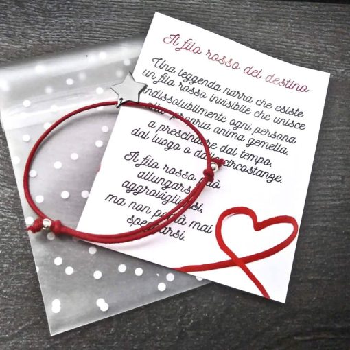 Braccialetto filo rosso del destino con stellina - immagine 4