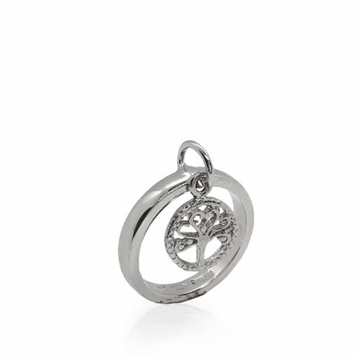 Anello in argento con charm albero della vita