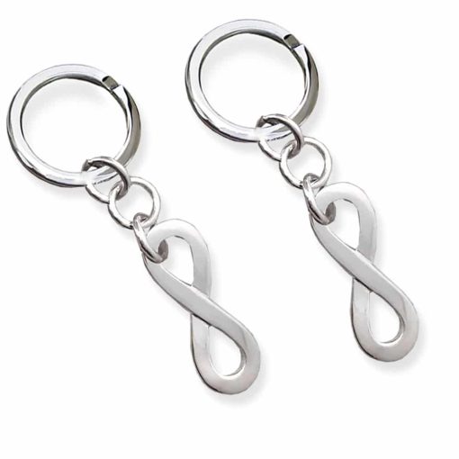 Coppia di portachiavi simbolo infinito in argento 925