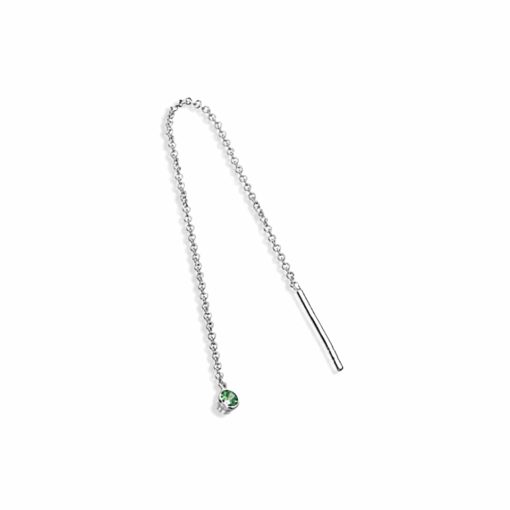 Monorecchino in argento 925 con zircone verde