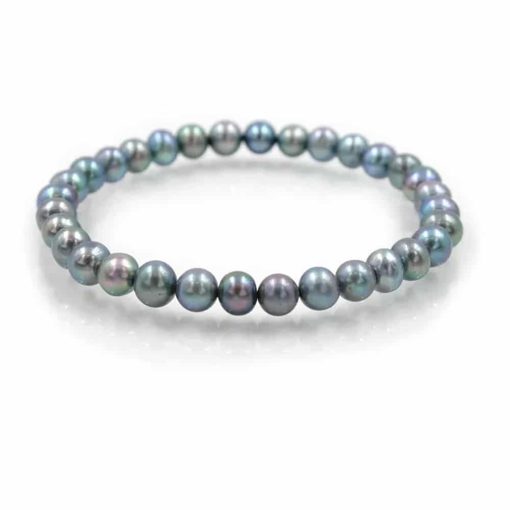 Bracciale elastico con perle di acqua dolce grigie