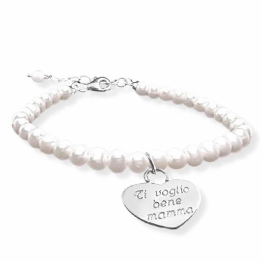 Bracciale perle in argento 925 Ti voglio bene Mamma