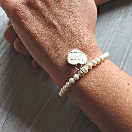 Bracciale perle in argento 925 Ti voglio bene Mamma