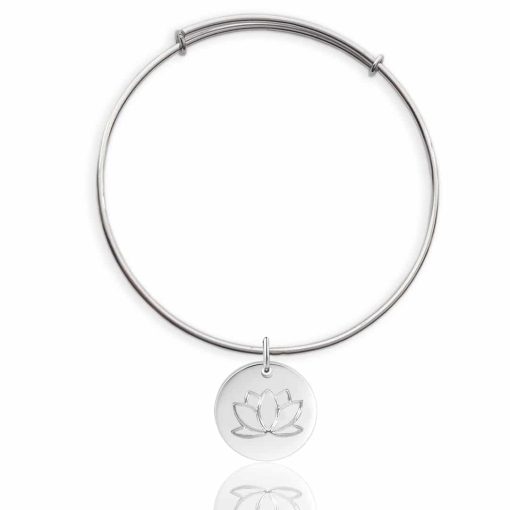 Bracciale in argento 925 con ciondolo Fiore di Loto