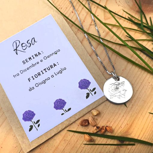 Collana in argento 925 con ciondolo Rosa