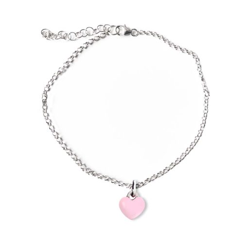 Cavigliera in argento con cuore smaltato