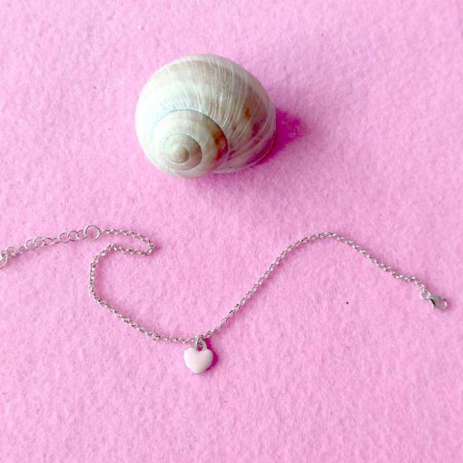 Cavigliera in argento con cuore smaltato