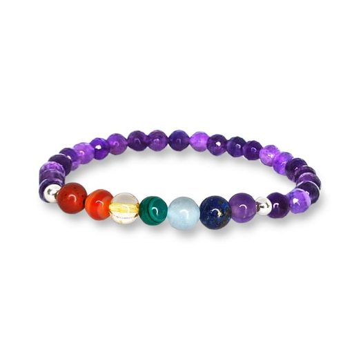 Bracciale Chakra con ametista e 7 pietre naturali