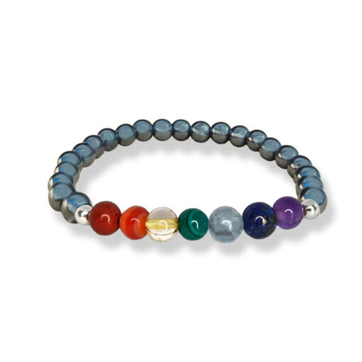 Bracciale Chakra con ematite e 7 pietre naturali