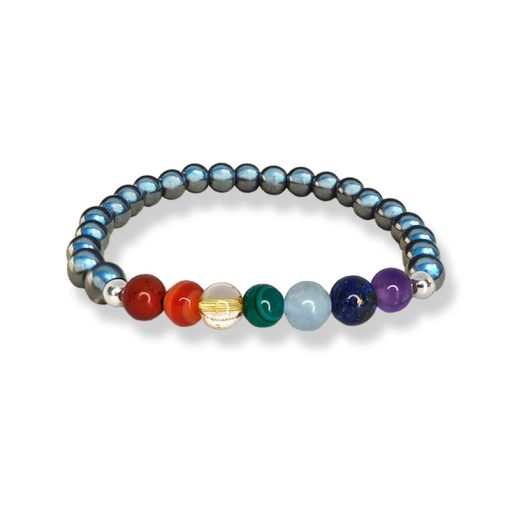 Bracciale Chakra con ematite e 7 pietre naturali