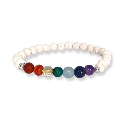 Bracciale Chakra con pietra lavica e 7 pietre naturali