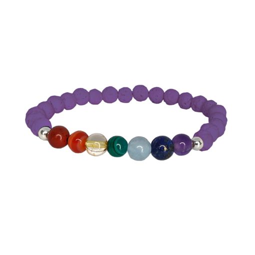 Bracciale Chakra con pietra lavica e 7 pietre naturali