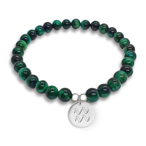 Bracciale con segno zodiacale e occhio di tigre verde