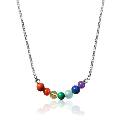 Collana in argento con 7 pietre dei Chakra