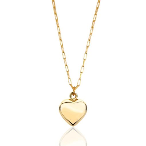 Collana con cuore bombato in argento dorato
