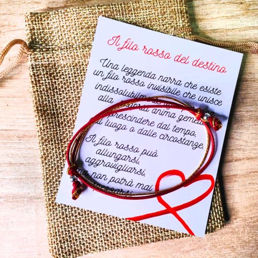 Braccialetto del destino filo rosso e gold - immagine 3