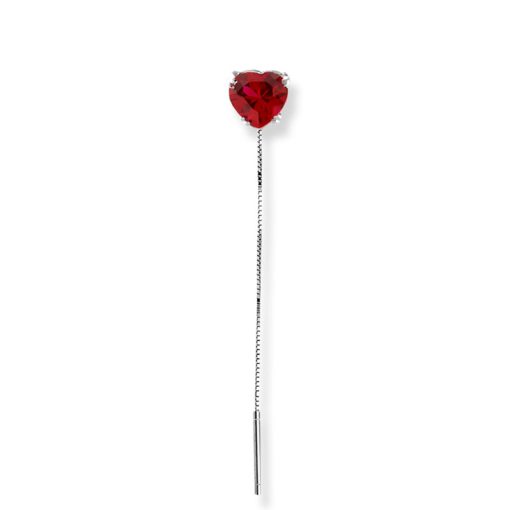 Monorecchino in argento 925 con cristallo a forma di cuore