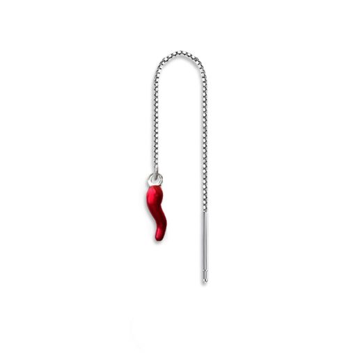 Monorecchino in argento 925 a catenella con cornetto