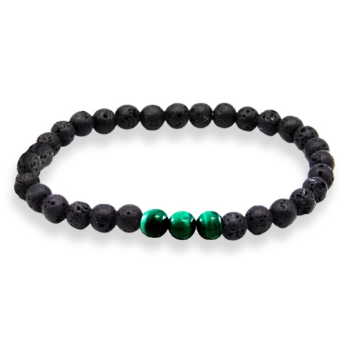 Bracciale in pietra lavica e malachite