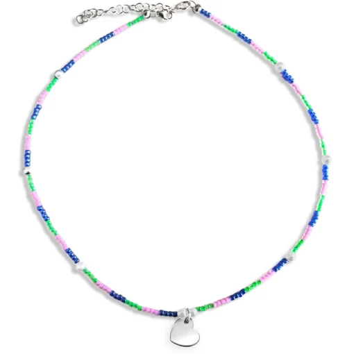 Collana con perline colorate e ciondolo cuore