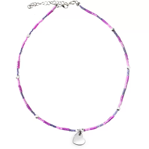 Collana con perline colorate e ciondolo cuore