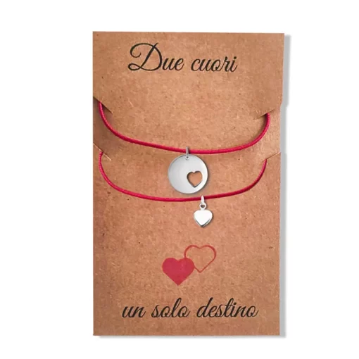 Braccialetti filo rosso del destino 2 cuori