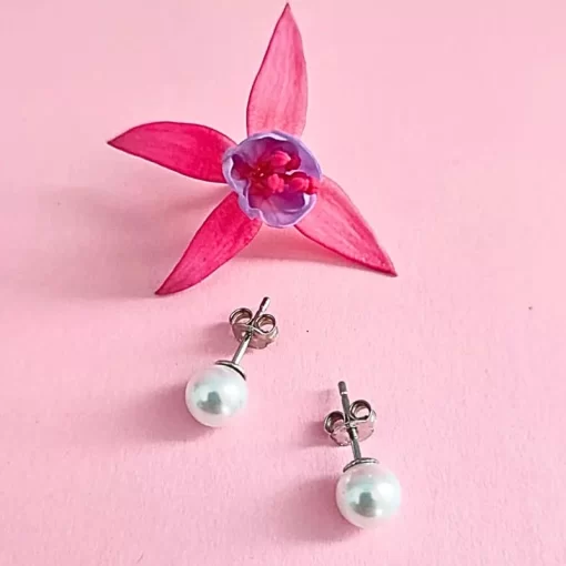 Orecchini in argento con perle di Maiorca - immagine 3
