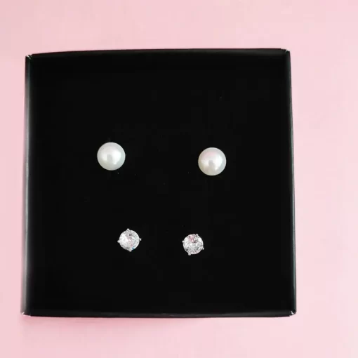 Set orecchini punto luce e perle in argento