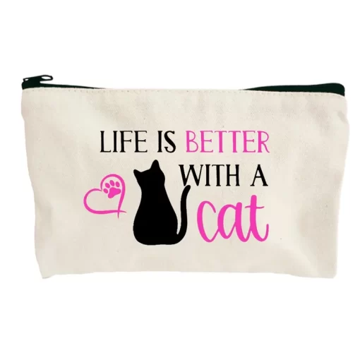 Pochette bianca Life is Better with a Cat