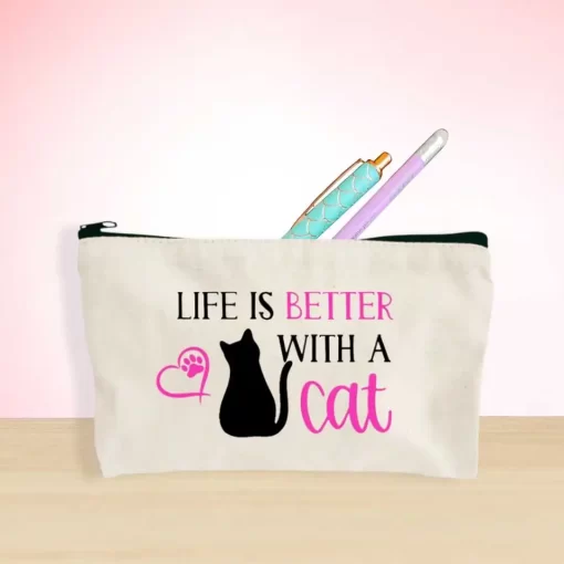 Pochette bianca Life is Better with a Cat