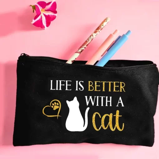 Pochette nera Life is Better with a Cat