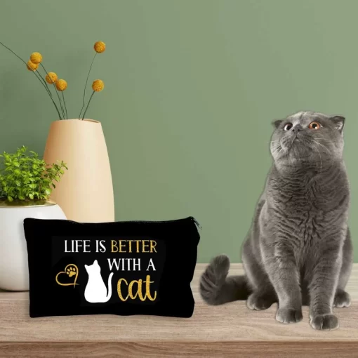 Pochette nera Life is Better with a Cat