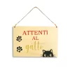 Targhetta in legno Attenti al Gatto