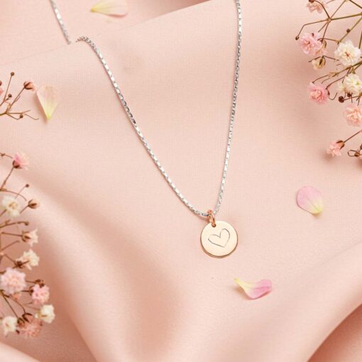 Collana Argento con Ciondolo Dorato Rosa - immagine 3