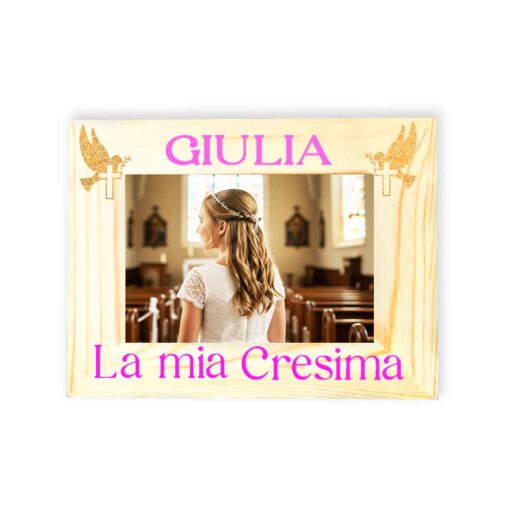 Cornice in Legno Regalo Cresima Bambina