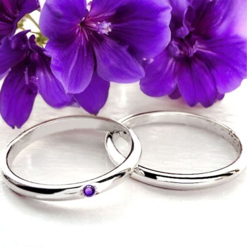 Coppia di Fedine in Argento con Ametista Naturale