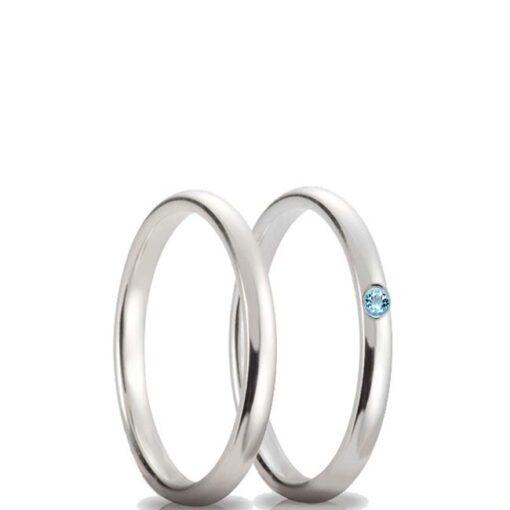 Coppia di Fedine in Argento con Topazio Azzurro Naturale