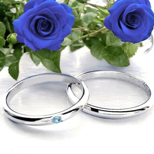 Coppia di Fedine in Argento con Topazio Azzurro Naturale