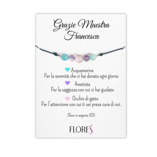 Bracciale con Pietre Naturali Regalo Fine Anno per Maestre